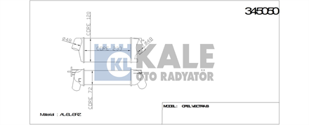 KALE kale turbo radyatoru intercooler vectra 20 22 dti mek al pl brz 345050