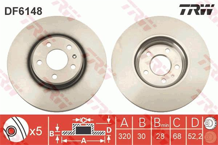 TRW trw fren diski on 320 mm audi a4 a5 a6 a7 q5 2010 df6148