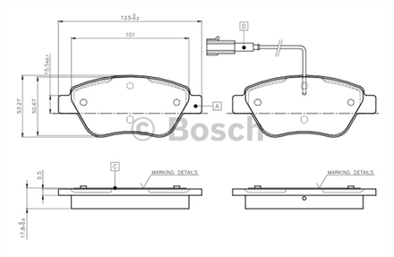 BOSCH  on balata doblo albea linea stilo fiorino 13mjtd bipper nemo 14 hdi 0986tb2414 0986424597