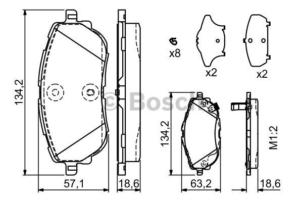 BOSCH  fren balata on toyota auris 12 13 16 18 14d4 16d4d 2012 986494676