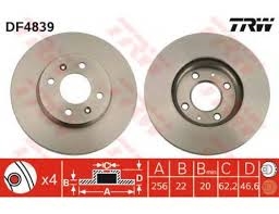 TRW trw fren diski on 4d 256mm accent era 05 getz 02 i20 i30 08 df4839