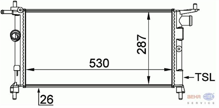 BEHR behr radyator corsa b tigra combo 12 14 14 16v klimasizmek 530x285x34 8mk376712004