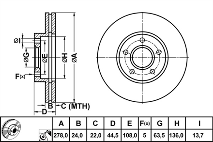 DELPHI delphi fren diski on ford tourneo connect transit connect 0902 bg3826