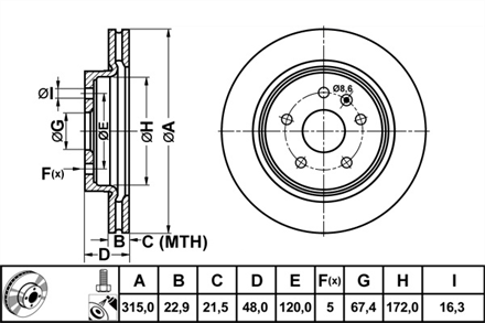 DELPHI delphi fren diski arka 5d 315mm insignia 08 bg4190