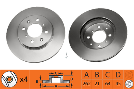 BOSCH bosch fren diski on 4d 262mm civic v vi 14i v tec 90 jazz 0986479r80