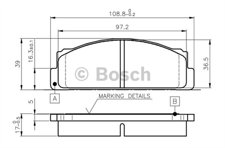 BOSCH bosch fren balatasi on 1088mm m131 dks 16 tamir takim kit 0986tb2002