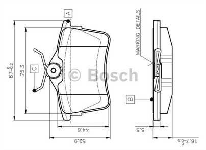 BOSCH bosch disk balata arka peugeot 308 16 i thp tepee 16 i hdi citroen berlingo 2011 0986tb3091 3
