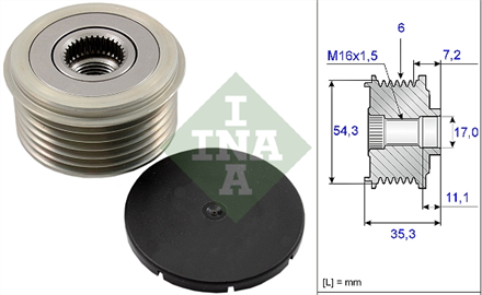 INA ina alternator kasnagi rulmanli ducato scudo boxer expert jumper jumpy xsara 20 22 23 jtd hdi 6k 535003910