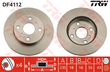 TRW trw fren diski on4d 235mm yaris 99 05 df4112