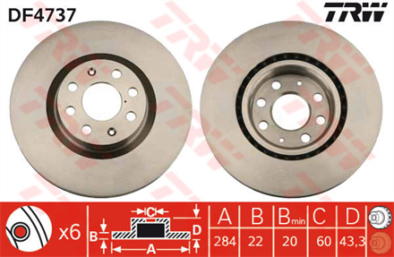 TRW trw fren diski on hava kanalli fiat grande punto 199 13d multijet19d multijet 102005 opel corsa d 13 cdti df4737