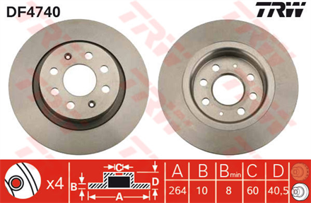 TRW trw arka fren aynasi gpunto linea 19mtj 14 16v t jetcorsa d 17cdti 06264x10x4dlxhavali df4740