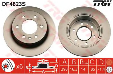 TRW trw fren diski arka 6d 298mm sprinter crafter 06 df4823s