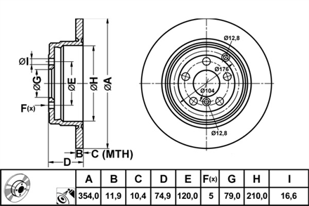 DELPHI delphi fren diski arka 5d 354mm range rover iii 02 bg4066