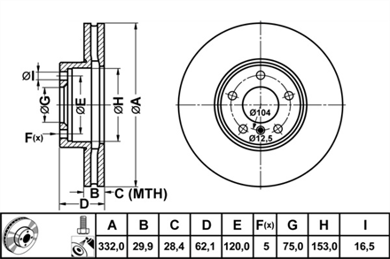 DELPHI delphi fren diski on 5d 332mm x5 e70 x6 e71 07 bg9061