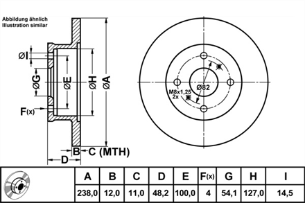 DELPHI delphi fren diski on 4d 238mm corolla ae92 87 bg2597