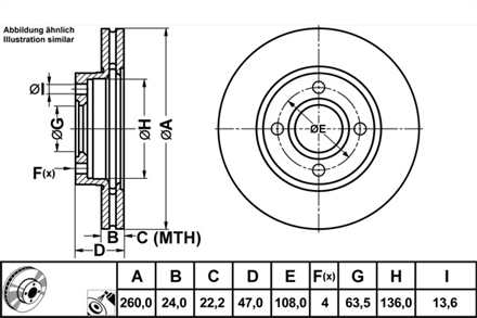 DELPHI delphi fren diski on 4d 260mm mondeo i ii 96 bg2699